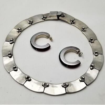 Lot #149  Stunning Mexican Silver Set - Necklace and Earrings