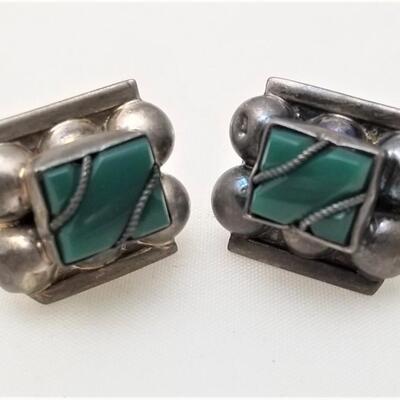 Lot #151  Vintage Sterling and Malachite Necklace, Matching Bracelet & Earrings - Mexican Silver