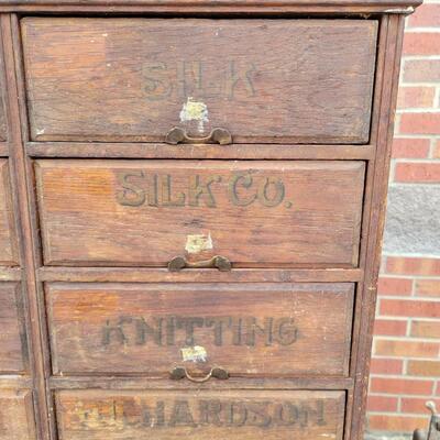 Antique Sewing Supply Cabinet