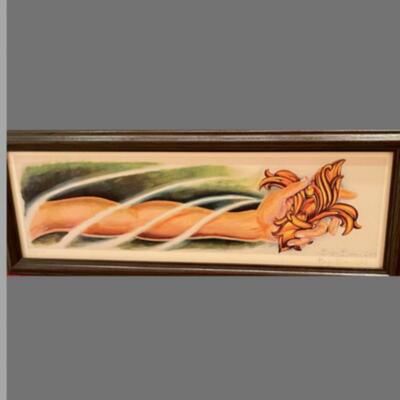 Louisiana Artist Bryan Brown Signed and Framed Painting - 21 x 8
