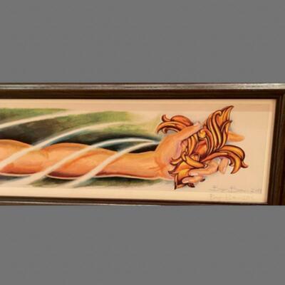 Louisiana Artist Bryan Brown Signed and Framed Painting - 21 x 8