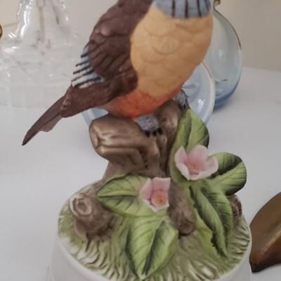 B&G Denmark candlestick holders & bird figurine