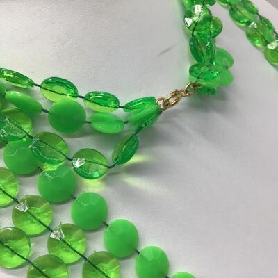 Vintage Green Faux Beaded Necklace