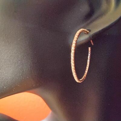 14K Rose Gold /925 Sterling Silver 1.00ctw Natural Diamond Hoop Earrings