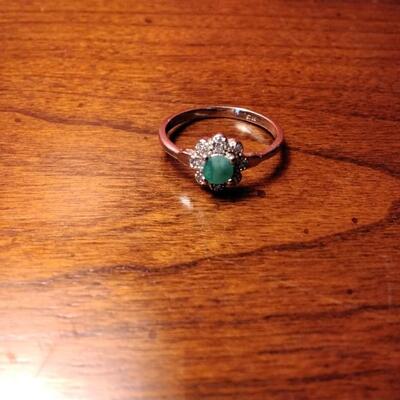 .35ctw Colombian Emerald & White Sapphire 925 Sterling Silver Ring