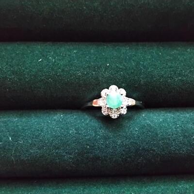 .35ctw Colombian Emerald & White Sapphire 925 Sterling Silver Ring
