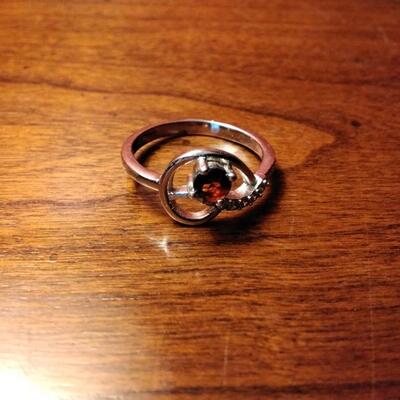 .30ctw Garnet & White Sapphire 925 Sterling Silver Ring Size 6