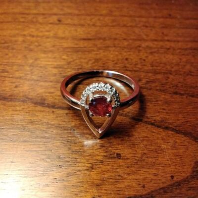 .55ct Mozambique Ruby & White Sapphire 925 Sterling Silver Ring SZ 9