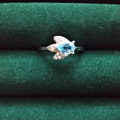 .60ctw Swiss Topaz & White Sapphire 925 Sterling Silver Ring Size 7