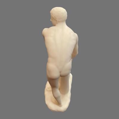 Hermes Fastening his Sandal Alabaster Sculpture