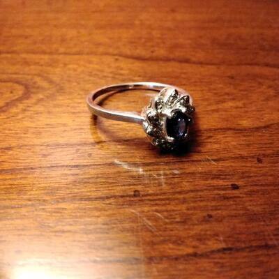 .45ctw Blue Sapphire & H-SI Diamond 925 Sterling Silver Ring Size 8