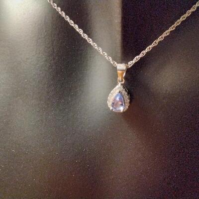 .60ctw Tanzanite & White Sapphire 925 sterling Silver 16" Necklace