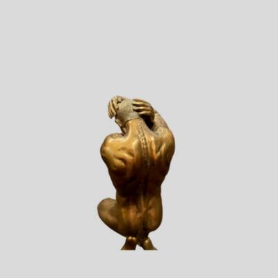 Body Talk Bodybuilder Patinated Bronze Sculpture - 6