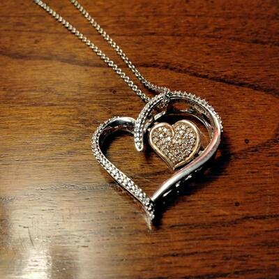 .22ctw H-SI Diamond SOLID 10K Rose Gold 925 Silver Heart 16