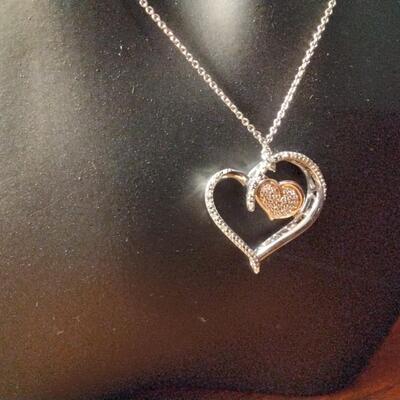 .22ctw H-SI Diamond SOLID 10K Rose Gold 925 Silver Heart 16