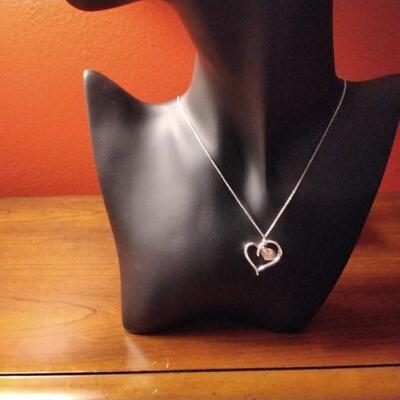 .22ctw H-SI Diamond SOLID 10K Rose Gold 925 Silver Heart 16" Necklace