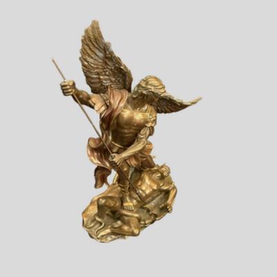 Saint Michael Victory over Lucifer Satan Devil Serpent Bronze Patina Statue - 11