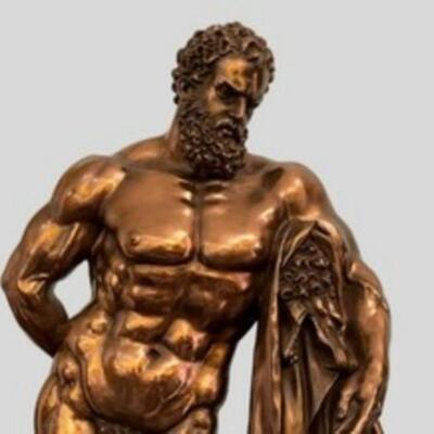Hercules Nude Bronze Patina Statue - 20