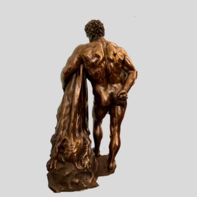 Hercules Nude Bronze Patina Statue - 20