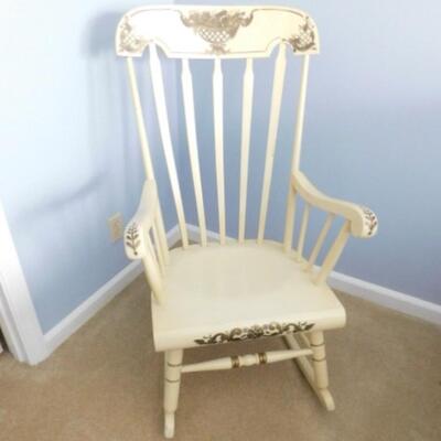 Vintage Rocking Chair with Hand Painted Head Rest