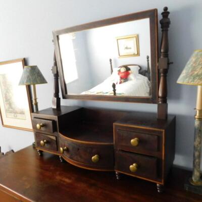 Antique Dresser Vanity Cabinet with Swivel Mirror
