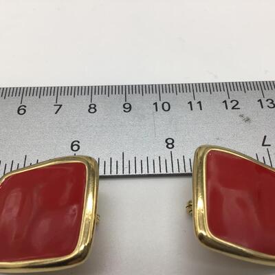 Red Monet Clip on Earrings