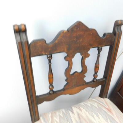 Pair of Vintage Tudor Style Walnut Frame Chairs with Harp Back Design