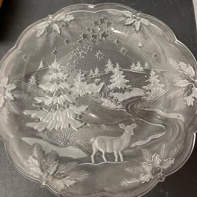 Round Christmas Glass Bowl