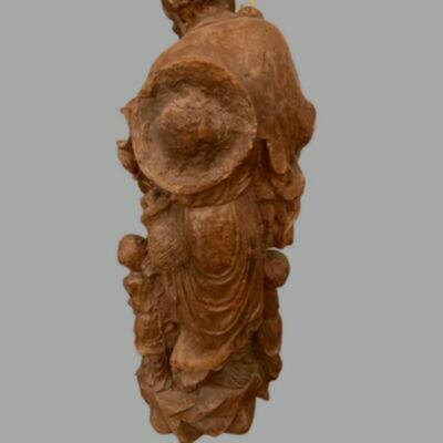 Carved Wood Chinese Fisherman - 23"