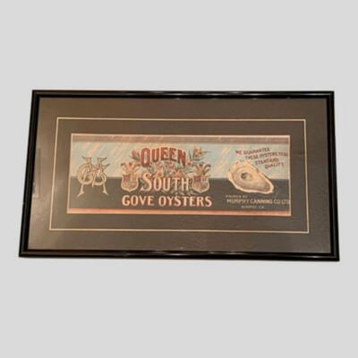 Queen of the South Cove Oysters Framed Sign