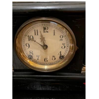 Sessions Mantle Clock with Two Bronze and Marble Compoteâ€™s