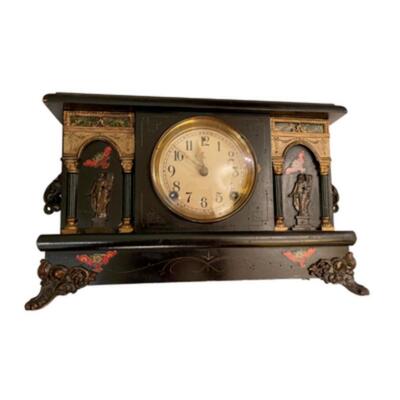 Sessions Mantle Clock with Two Bronze and Marble Compoteâ€™s
