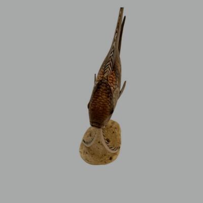 Hand Carved Wood Angelfish Sculpture