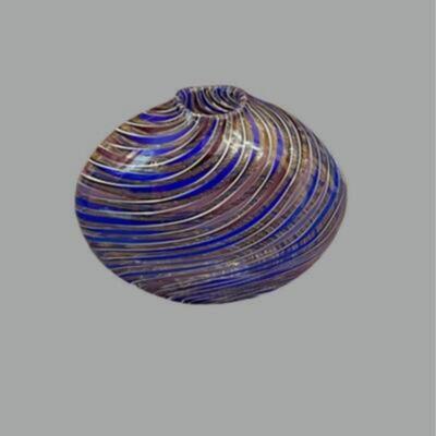 Hand Blown Blue Swirl Vase - 10"