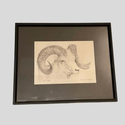 Four Framed Original Sketches - "Bighorn Collection" by Artist Charles Beckendorf