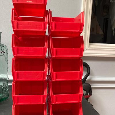 Ten Small Plastic Stackable Containers
