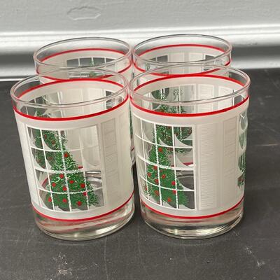 Waechtersbach CHRISTMAS TREE Double Old Fashion FROSTED WINDOW SET OF FOUR