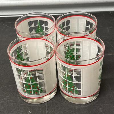 Waechtersbach CHRISTMAS TREE Double Old Fashion FROSTED WINDOW SET OF FOUR