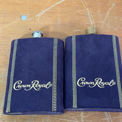 Two Vibtage Crown Royal Flasks