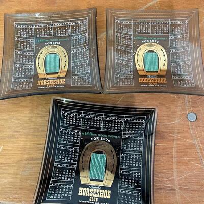 Three Vintage Horshoe Casino Ashtrays