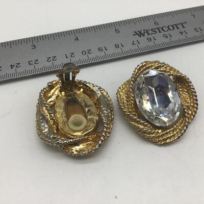 Jumbo Glass And Gold Tone Earrings