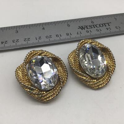 Jumbo Glass And Gold Tone Earrings