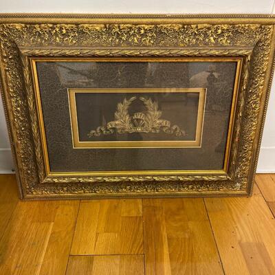 Antique Gilded Gold Framed Metal Crest Design