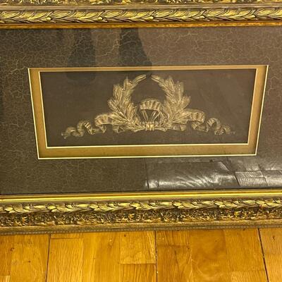 Antique Gilded Gold Framed Metal Crest Design