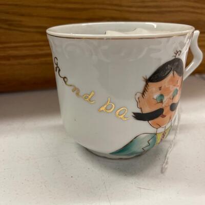 Antique Mustache Coffee Cup Mug Grandpa Grandfather Gentlemans