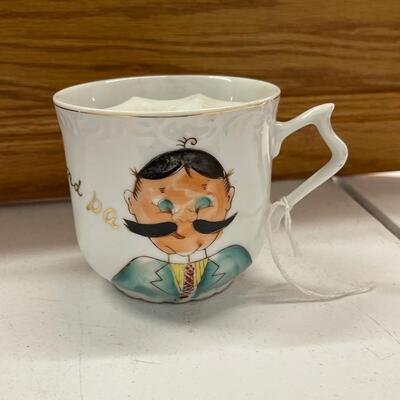 Antique Mustache Coffee Cup Mug Grandpa Grandfather Gentlemans