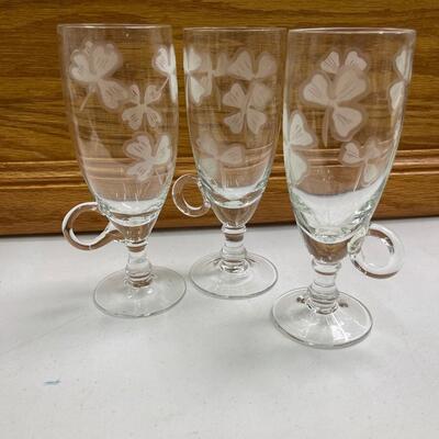 3 Four Leaf Clover Irish Coffee Mugs