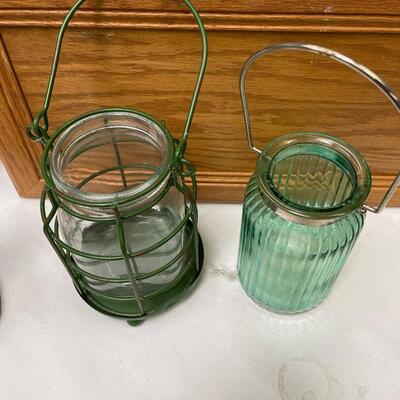 Two Glass Hanging Jars