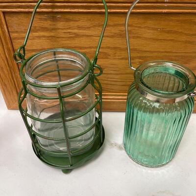 Two Glass Hanging Jars