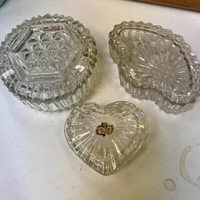 3 Glass Trinket Boxes